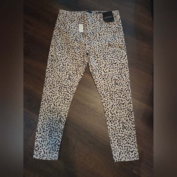 Banana Republic Black and Cream Leopard Print Skinny Pants High Rise NWT - Picture 1 of 8